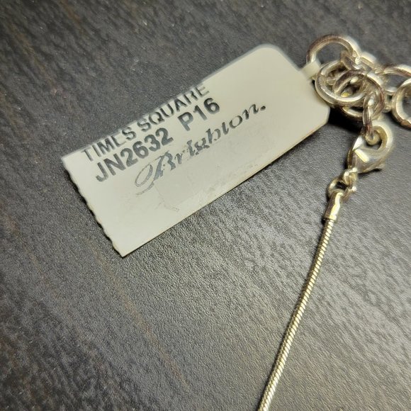 Brighton Time Square Urban Crystals Necklace Rectangular Pendant Silver Plate - Picture 2 of 3